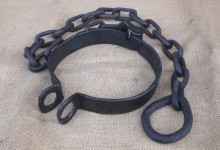 JL763 - obręcz na szyję z łańcuchem-gruba, chained neck collar – massive version